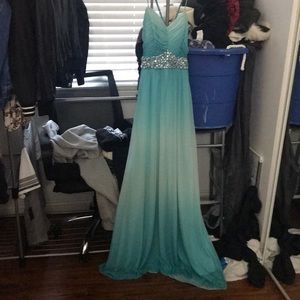 Windsor turquoise ombré prom dress